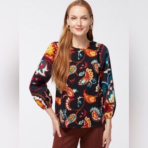 EUC Paisley Puff Sleeve Tee by Chico’s Size Small